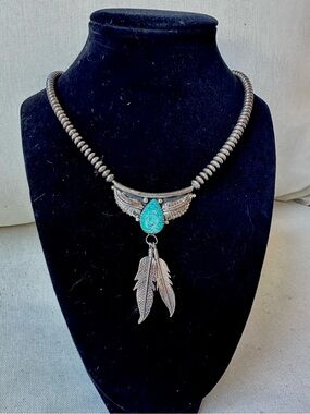 Vintage Native American Fred Guerro Sr-Feather Necklace - Great Alone or Layered